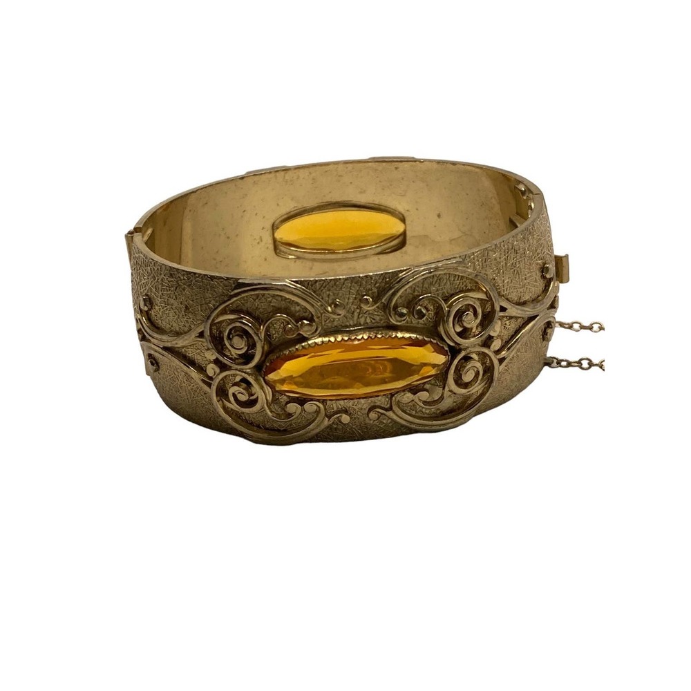 Vintage‎ Whiting and Davis Art Deco Glass Hinged Bracelet